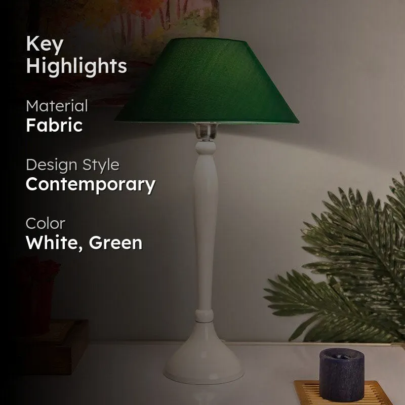 Royal Ovoid Fabric Table Lamp - White,Green media 2
