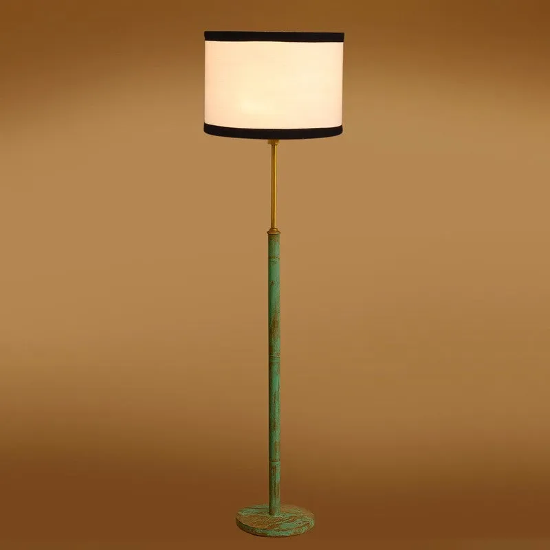 Amber Glow Wooden Floor Lamp - White & Black media 7