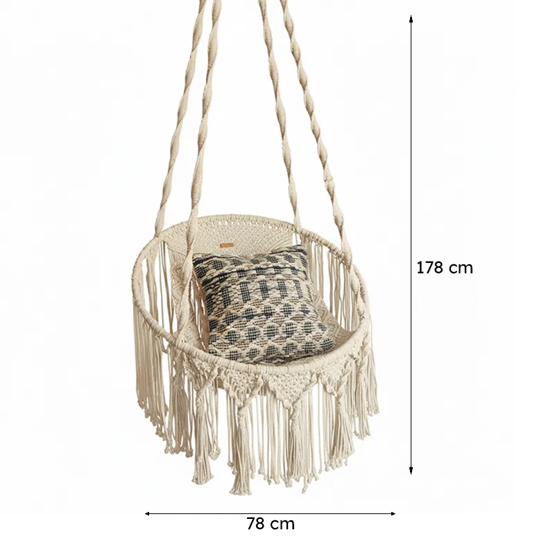 Boho Chic Macrame Swing Chair media 7