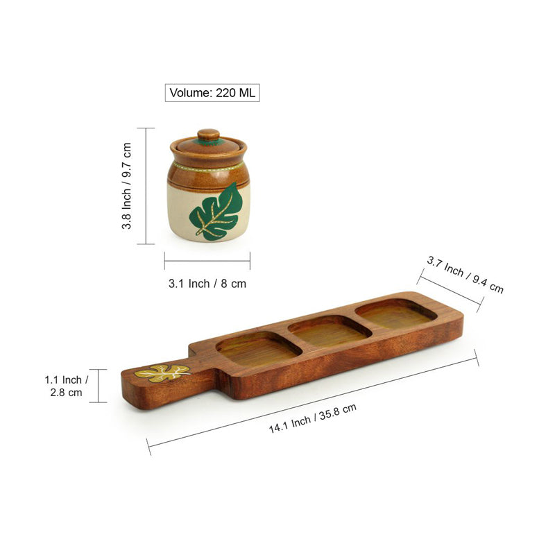 Leafy Shade Handpainted Jar With Tray (220 ML) - Four Piece Set media 6