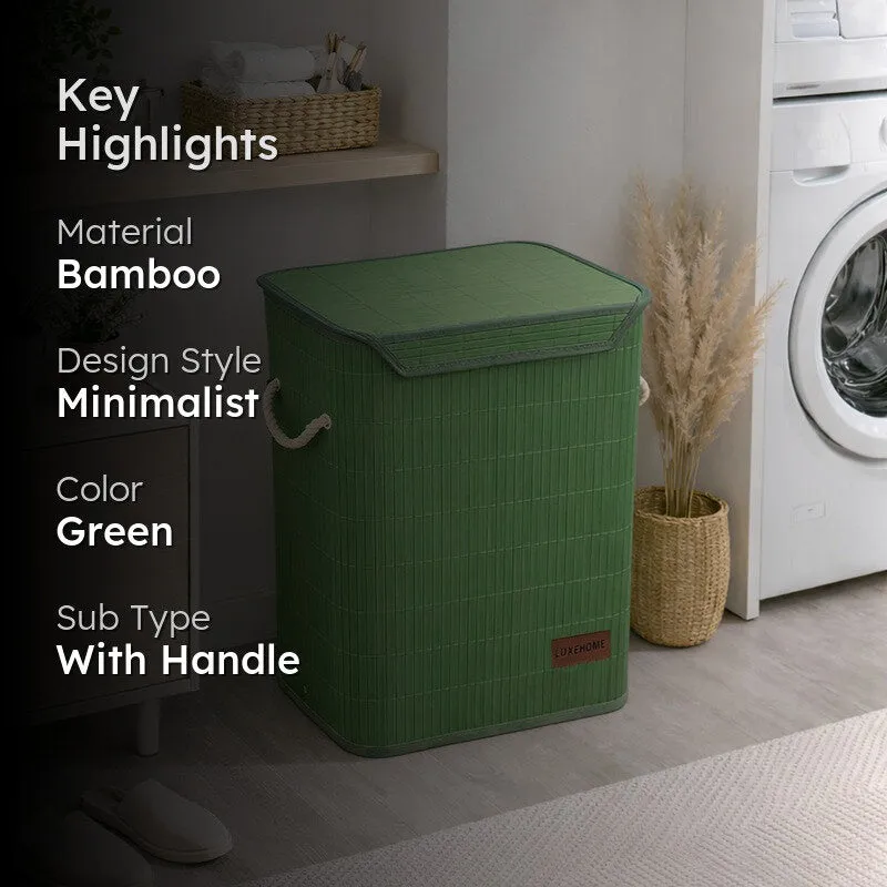 Strap Bamboo Laundry Basket - Green media 2