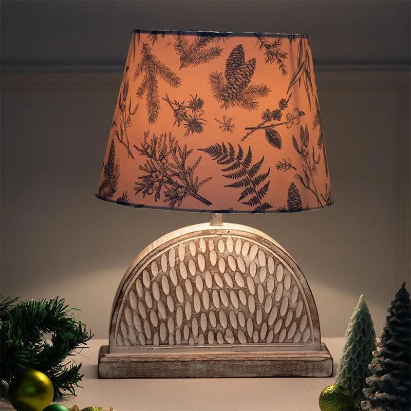 Floral Tinsel Hemidome Fabric Table Lamp - White,Blue media 1