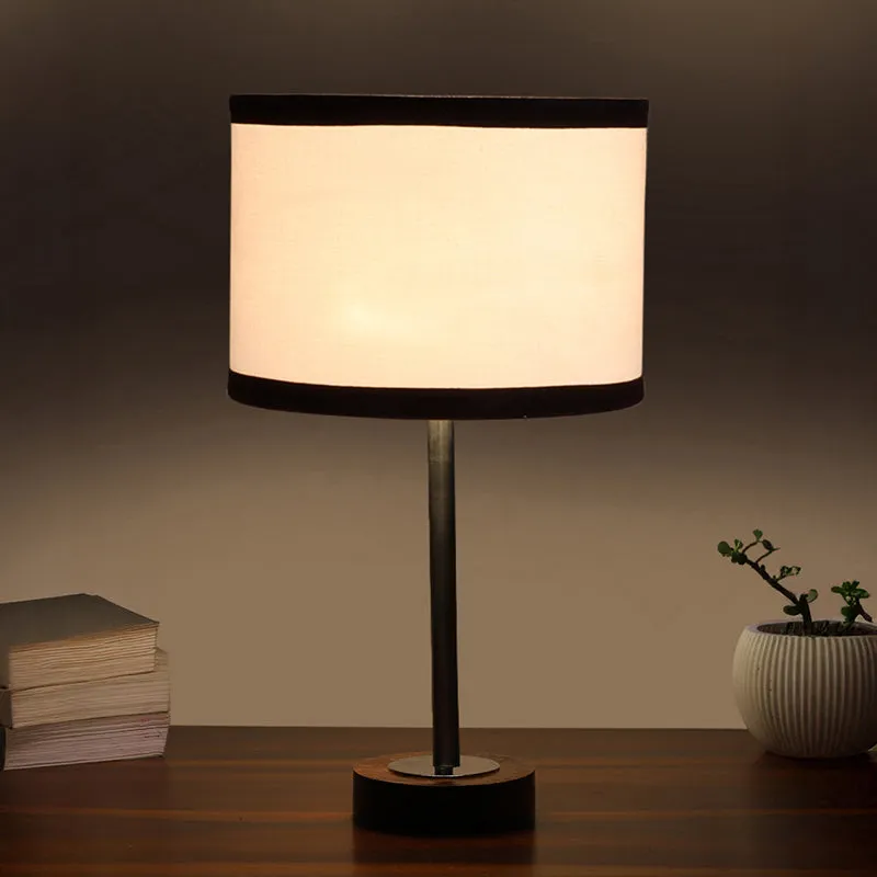 Cotin I Stripe Rodin Wooden Table Lamp - White,Silver,Brown media 1