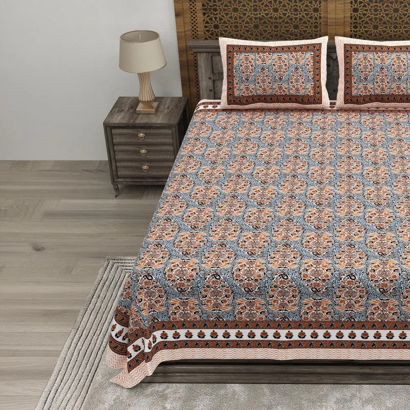 Artor Cotton Bedsheet (Brown,Grey) - 240 TC media 3