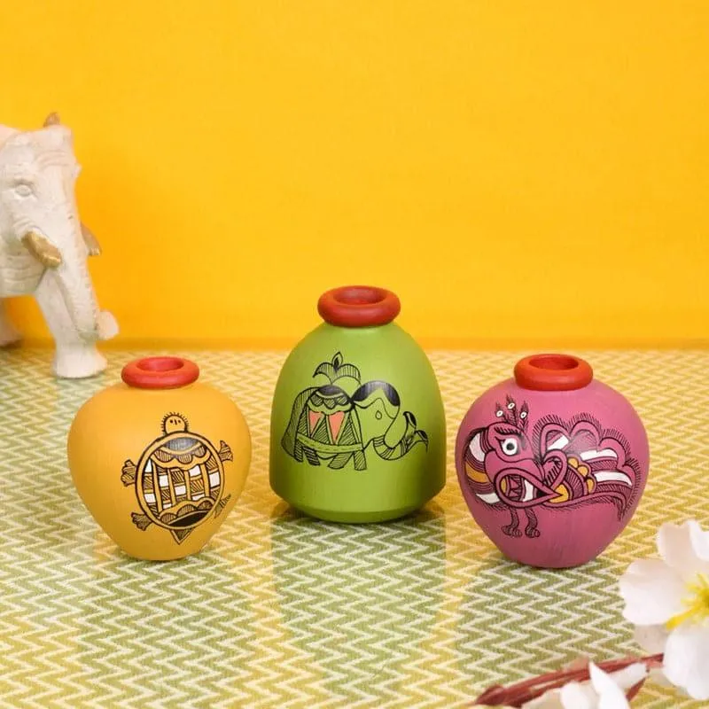 Priyank Wooden Wall Shelf With Pots - Set Of Five media 3