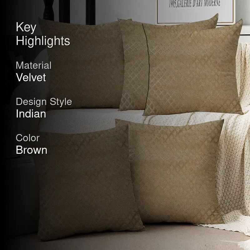 Luxe Diamond Velvet Cushion Cover (Cream) - Set Of Five media 2
