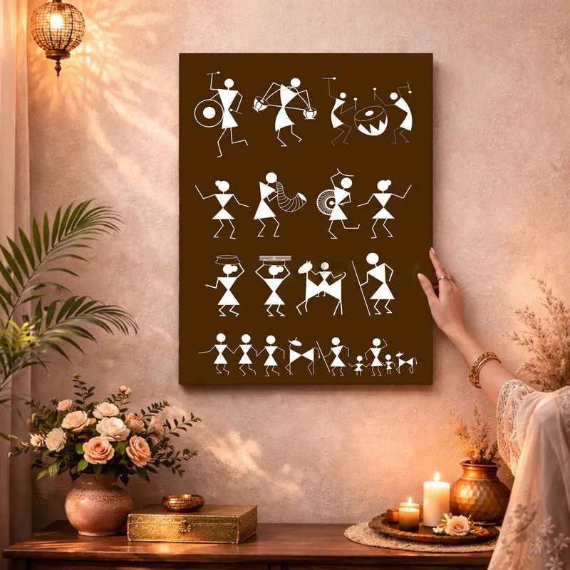 Moonlight Warli Canvas Wall Art & Paintings media 3