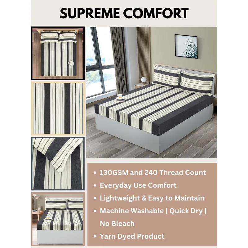 Swayam Marianne Striped Cotton Bedsheet - 180 TC media 7