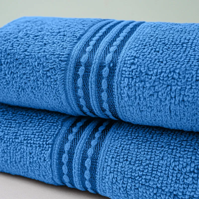 Micro Cotton LuxeDry Solid Hand Towel (Blue) - Set Of Two media 4