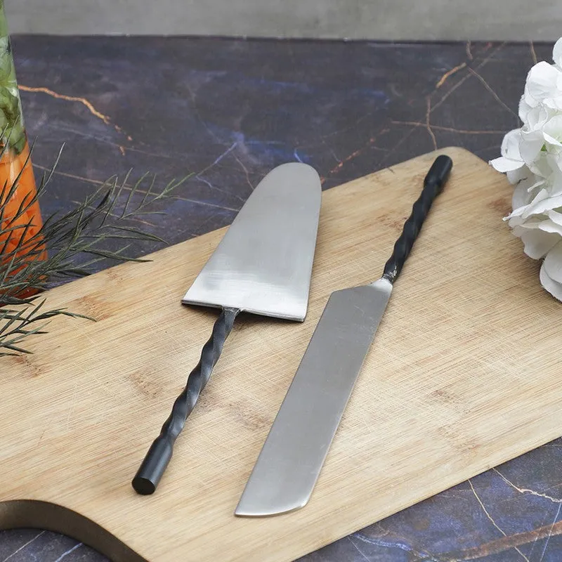 Elegant Stainless Steel Cake Server - Two Piece Set media 1