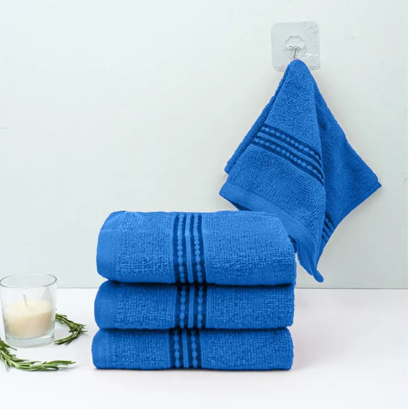 Micro Cotton LuxeDry Solid Face Towel (Blue) - Set Of Four media 3