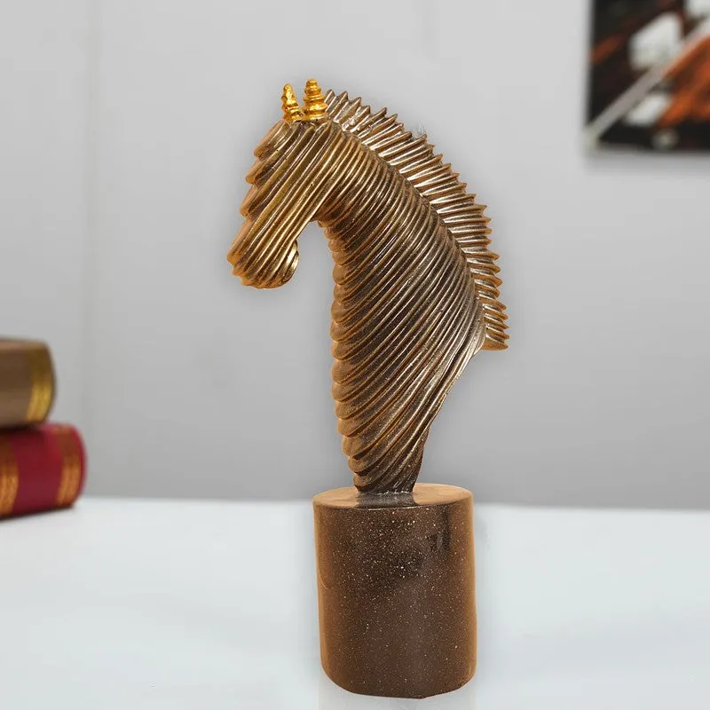 Golden Horse Head Decorative Showpiece media 3
