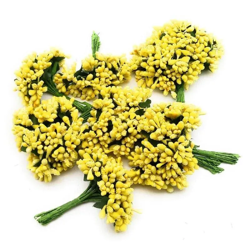 Faux Gypsophilia Flower Bunch (Yellow) - Set Of Twelve media 3