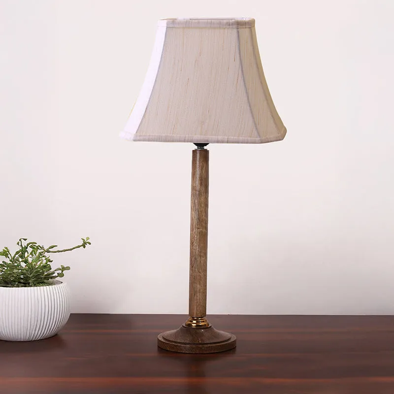 Mountain Table Lamp With Wooden Base - White,Brown media 3