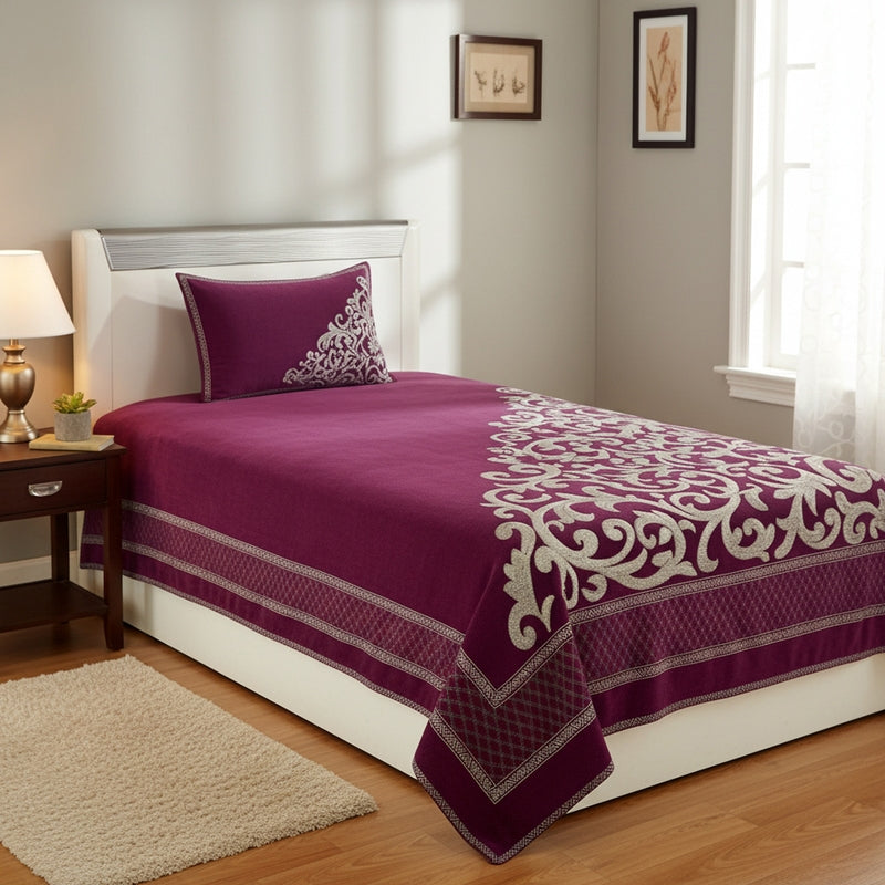 Sleep Ease Chenille Bedsheet - Purple - Single