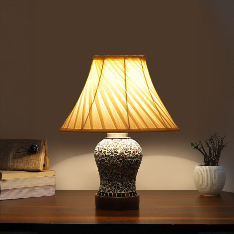 Santora I Pleated Wooden Table Lamp - Multicolor