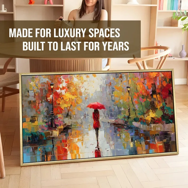 Crimson in Rain Canvas Wall Painting With Frame media 5