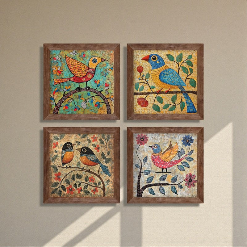Colorful Pakshis II Wall Art with Frame - Set Of Four media 6