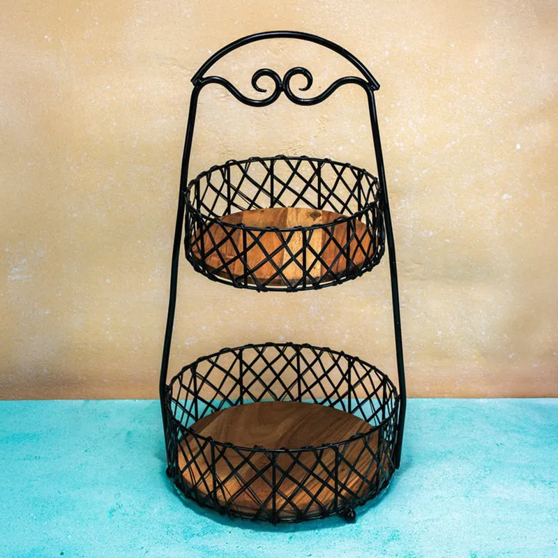 Harvest Metal Two-Tier Fruit Basket Stand media 3