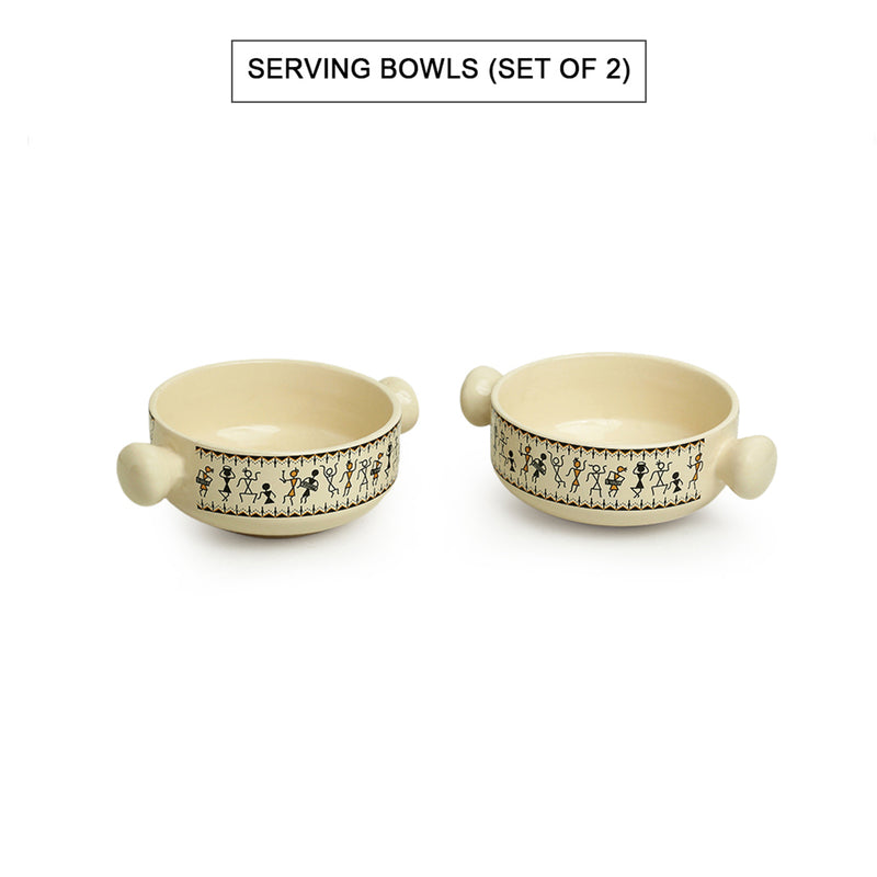 Wise Warli Handpainted Serving Bowls (400 ML) - Set Of Two media 3