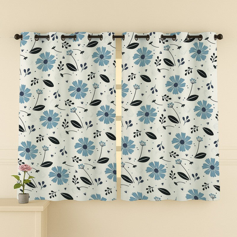 BloomSpry Cotton Curtains (blue,black) - Set Of Two media 4