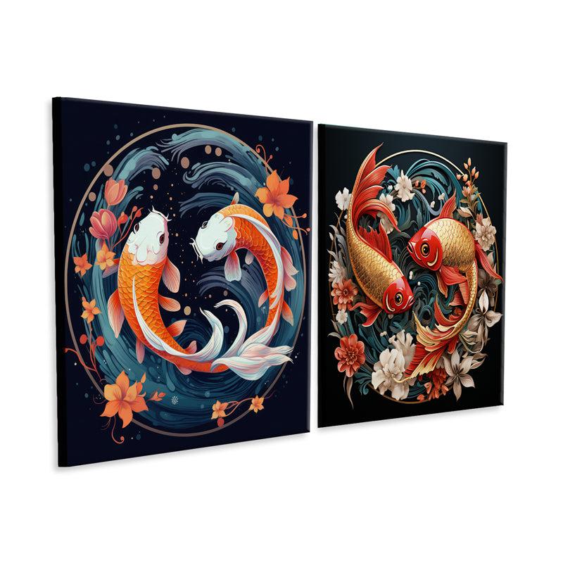 Koi Of Fortune Canvas Wall Painting - Set Of Two media 6