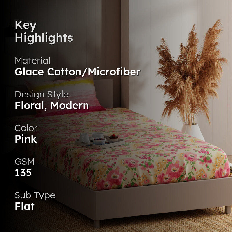 Bloom Aura Microfiber Bedsheet - 135 GSM media 2