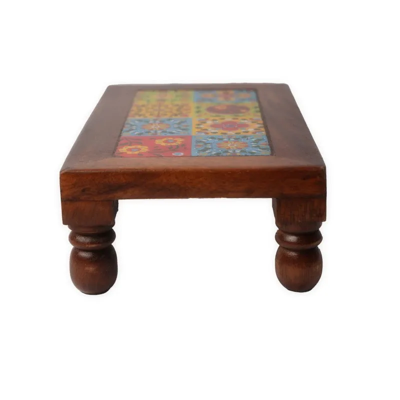 Nyra II Folk Art Mango Wood Stool - 10 inch media 6