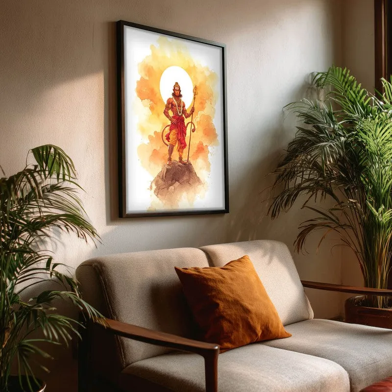 Sri Hanuman with Sun Aura II Archival Paper Wall Art media 3