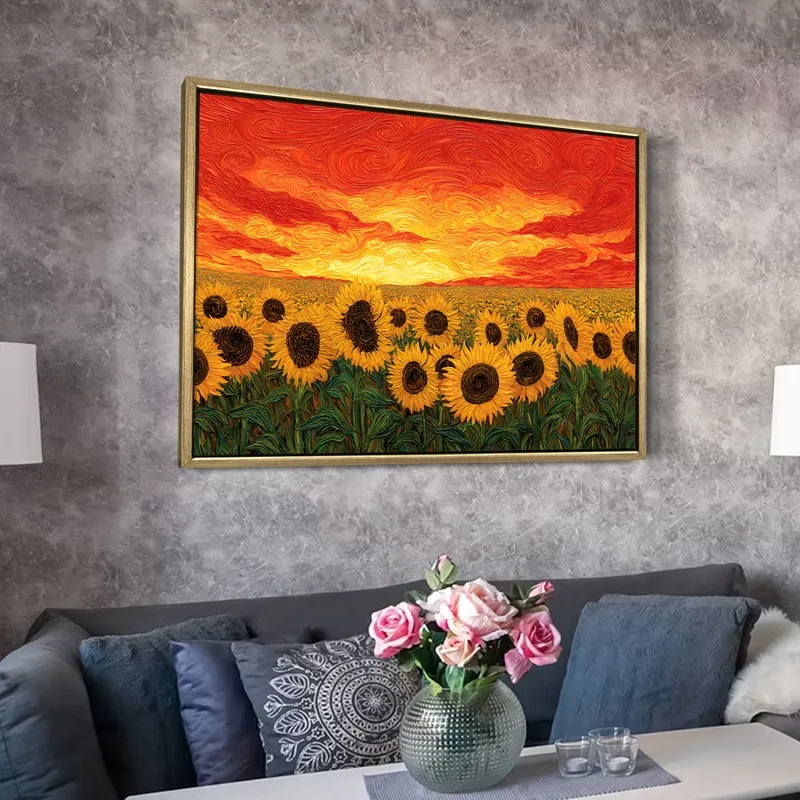Sunflower Blaze Canvas Wall Painting With Frame media 6
