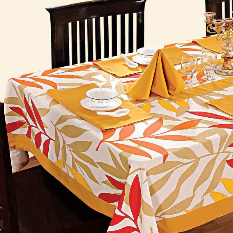 Swayam Yellow Dine Table Cover - Six Seater media 3