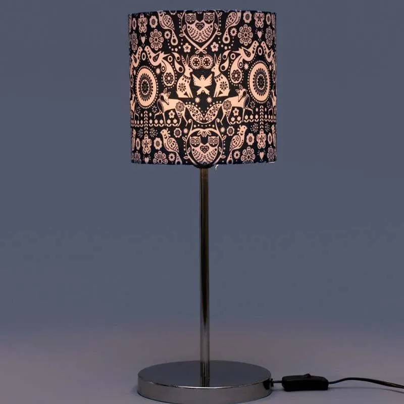 Animal Love Fabric Table Lamp - Blue,White,Silver media 1