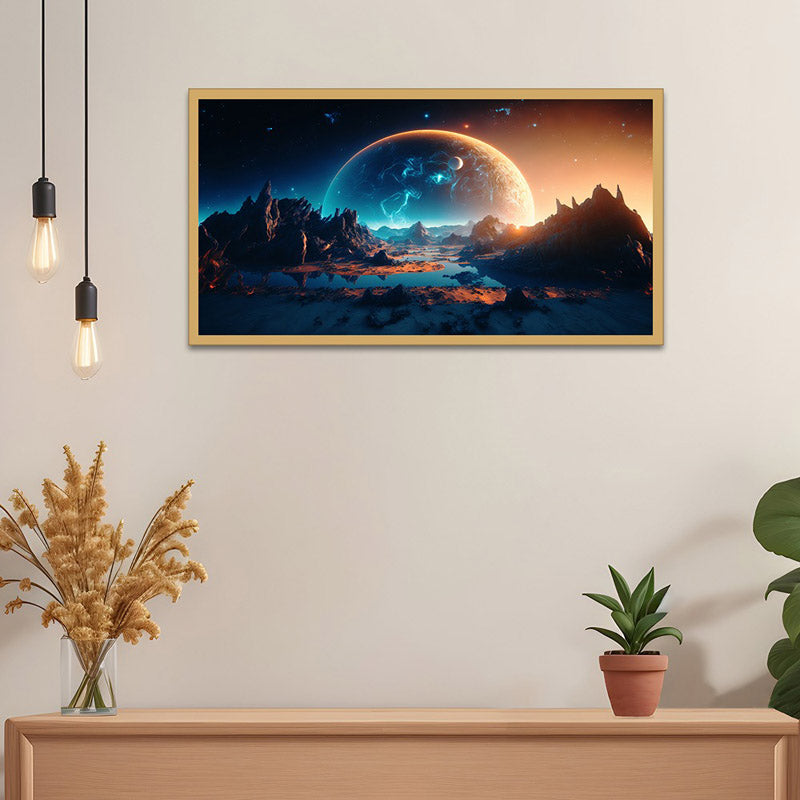 Lunar Eclipse Glow Wall Painting With Frame