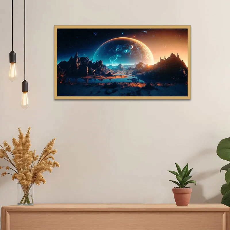Lunar Eclipse Glow Wall Painting With Frame media 1
