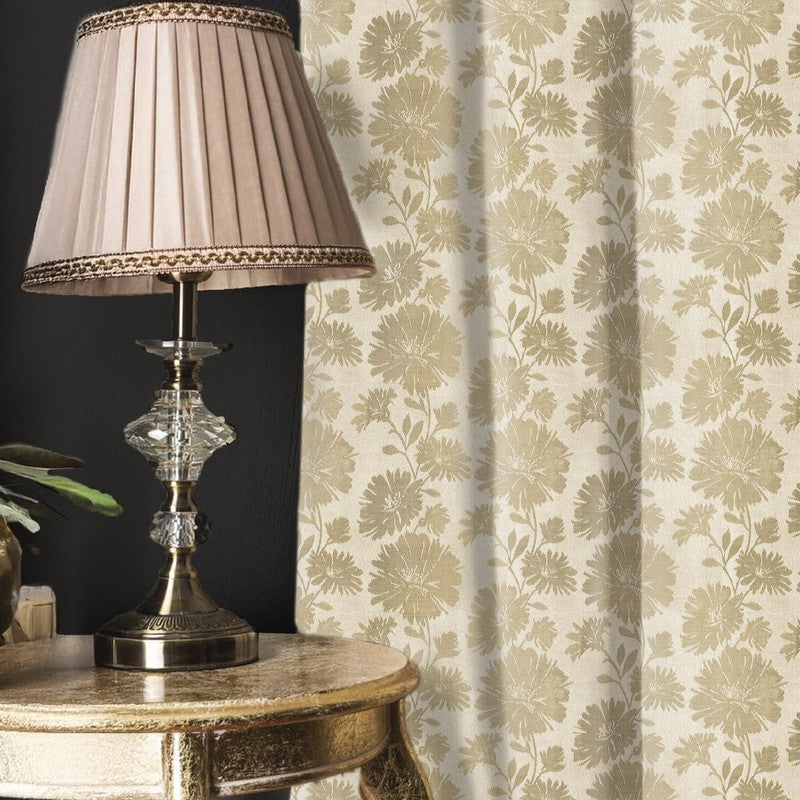 Urban Space Floral Beige Polyester Curtains - Set Of Two media 4