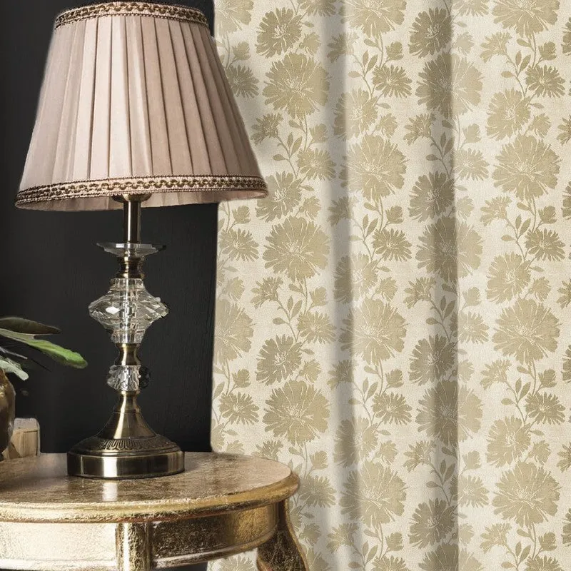Urban Space Floral Beige Polyester Curtains - Set Of Two media 4
