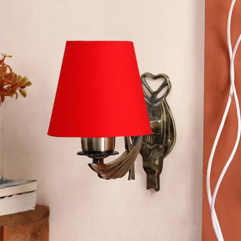 Love Gleam Atva Conical Fabric & Metal Wall Lamp - Red media 3