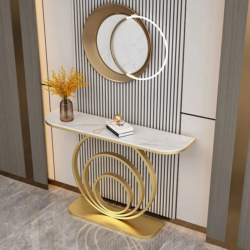 Elegant Metal Console Table with Marble Top - Small media 1