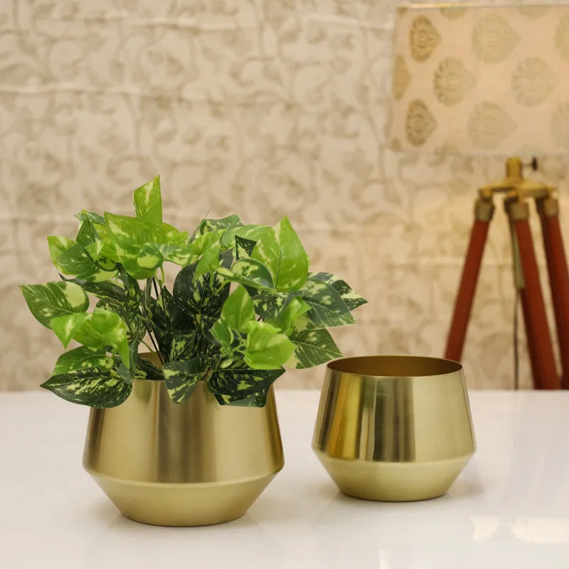Simone Oak Planter (Gold) - Set Of Two media 6
