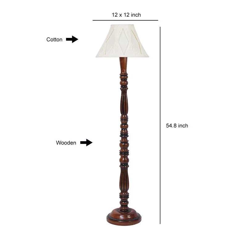 Krida Vintage Wooden Floor Lamp With Pleated Shade - Off-White media 6