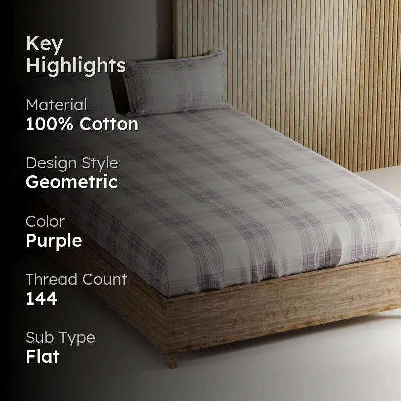 Elyric Cotton Bedsheet (Purple) - 144 TC media 2