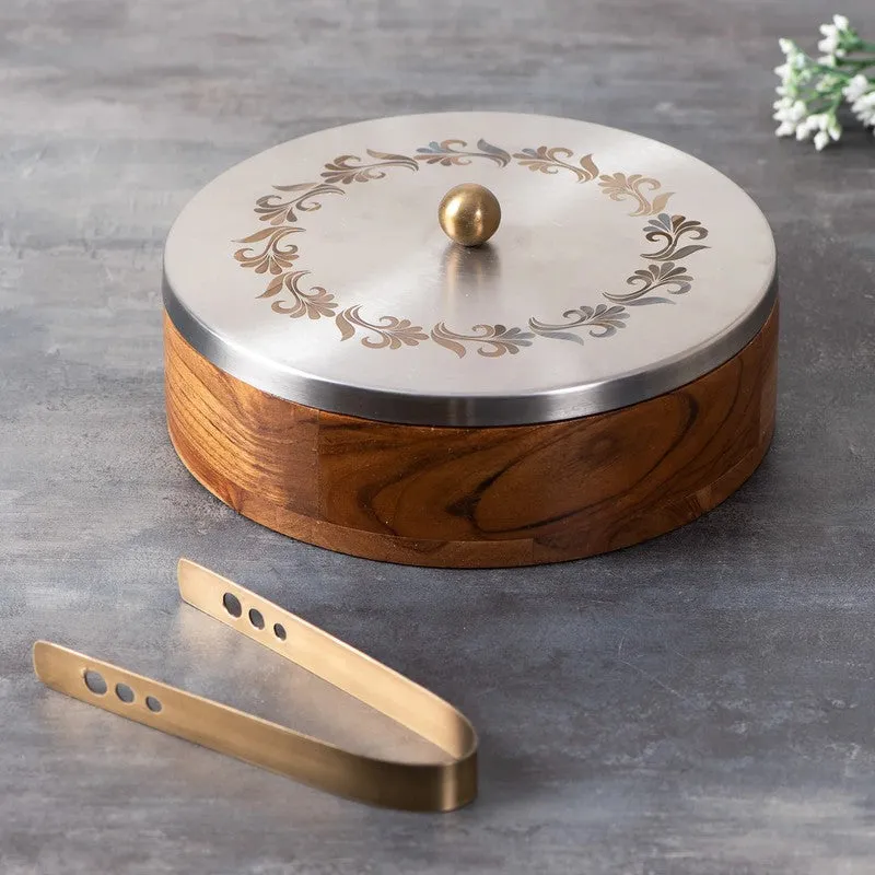 Rootra Teak Wood Round Masala Box - Three Piece Set media 7
