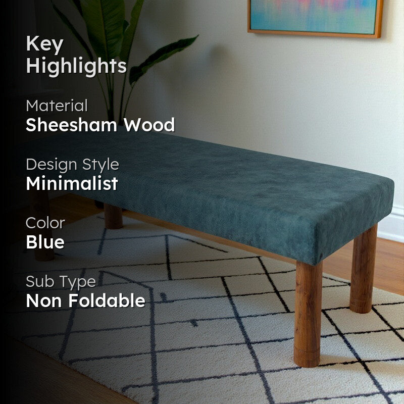 Breno Sheesham Wooden Bench - Blue media 2
