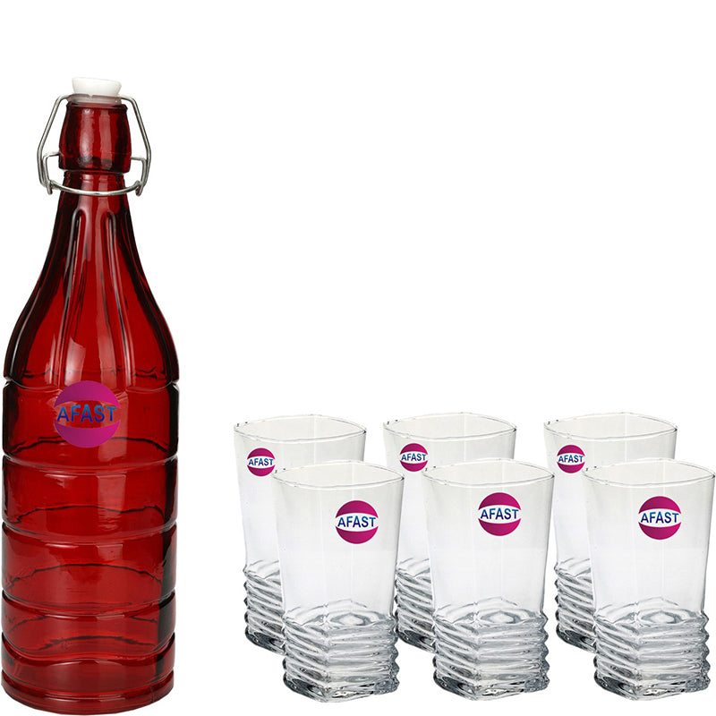 Tisa 1000 mL Water Bottle With 300 mL Glasses - Seven Piece Set