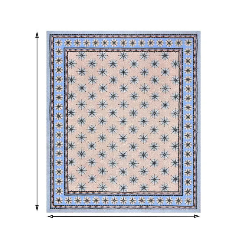 Taara Ethnic Printed Cotton Bedsheet (Peach,Blue) - 160 TC media 4