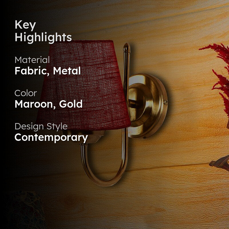 Altura Conical Fabric & Metal Wall Lamp - Maroon media 2