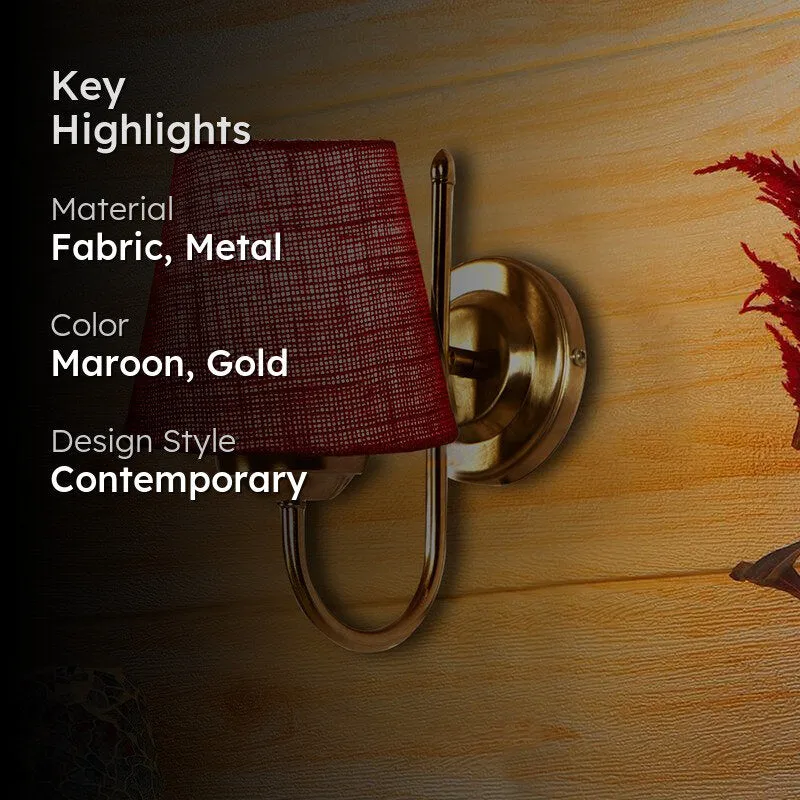 Altura Conical Fabric & Metal Wall Lamp - Maroon media 2