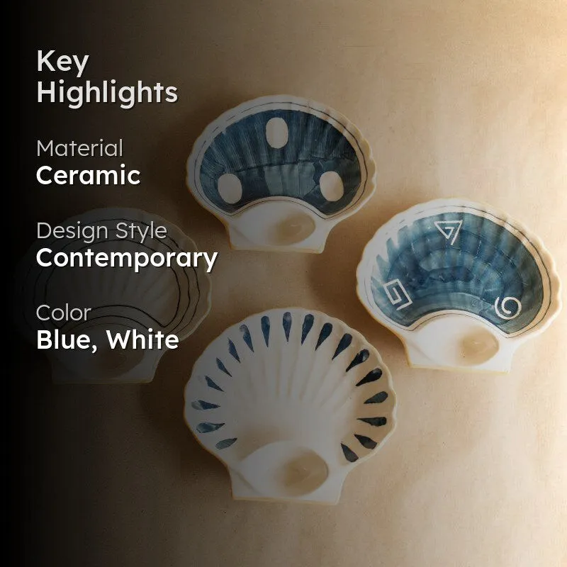 Sea Shell Ceramic Serve Platter - Set Of Four media 2