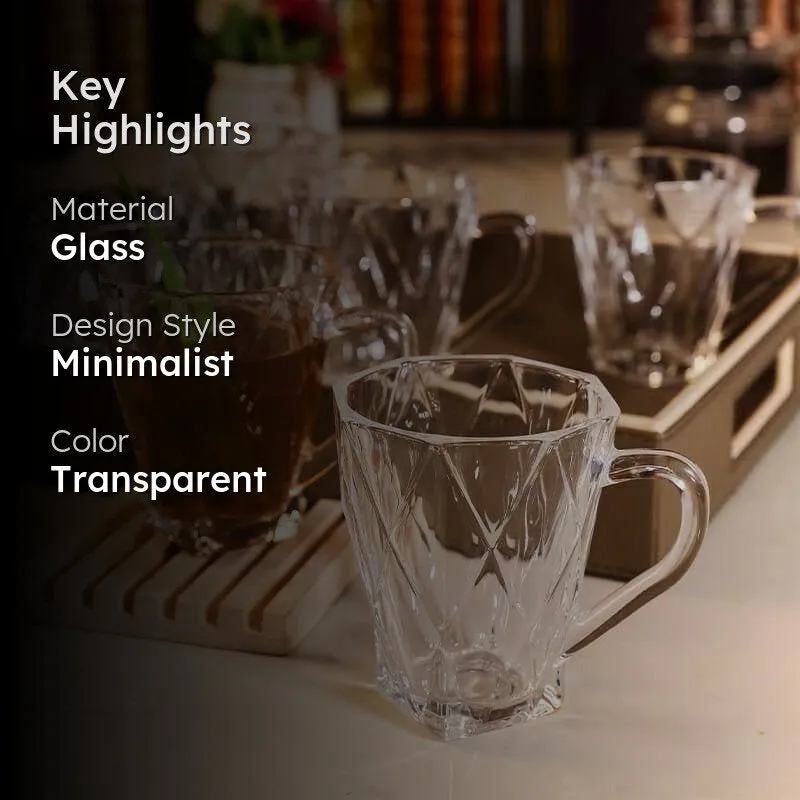 Rica Glass Tea Cup (180 mL Each) -  Set of Six media 2