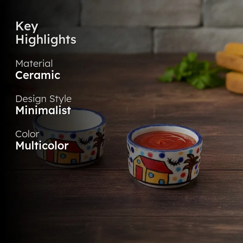 Bowlisse Ceramic Dip Bowls (Multicolor ,40 mL Each) - Set Of Two media 2